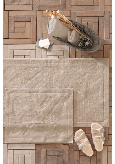 Yataş Bedding Milo Banyo Paspası Seti - Bej (50x60 cm + 60x100 cm) Bej