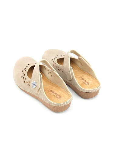 Gezer Yazlık Kadın İç Tabanı Hakiki Deri Cırt Cırtlı Terlik Gt1yze.11236.00.014.g8 Krem