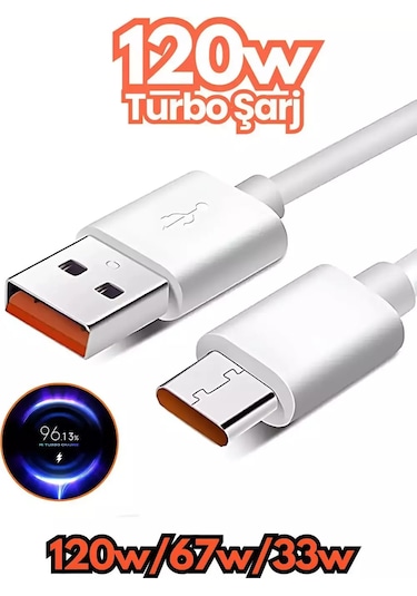 Xiaomi Type-c Android Uyumlu Turbo Hızlı Şarj Kablosu 33w 6a Redmi K30 K40 Pro X3 Poco Mi 11 10 Pro Beyaz