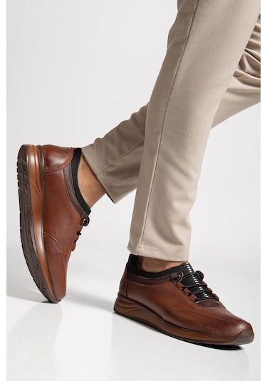 Hakiki Deri Tam Ortopedik Taba Renk Erkek Ayakkabı Taba