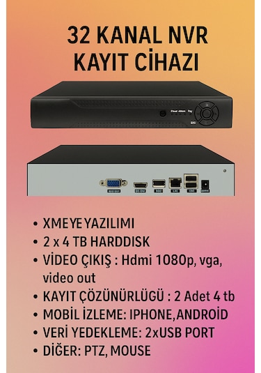 32 Kanal Nvr Ip Xmeye Kayıt Cihazı