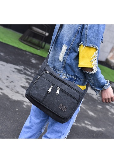 Moda Günlük Kanvas Çok Bölmeli Omuz Çantası D7118 Kahverengi