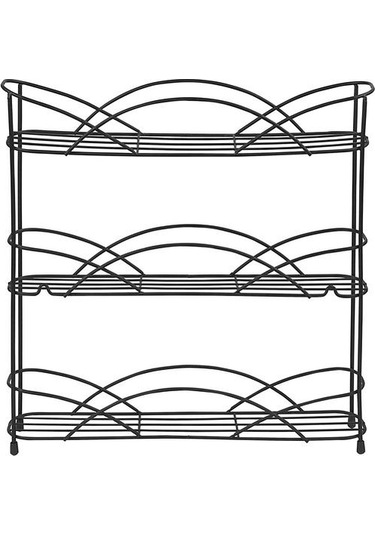 3 Tier Raf Mutfak Dolabı Organizatör Veya İsteğe Bağlı Duvara Monte Depolama, 3 Baharat Rafları, Yükseltilmiş Lastik Ayaklar, Siyah Depolama Tutucular Ve Amp Raflar 1