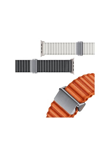 Watch 10 46mm Uyumlu Zore Krd-123 Naylon Kumaş Hasır Örgülü Kordon-beyaz