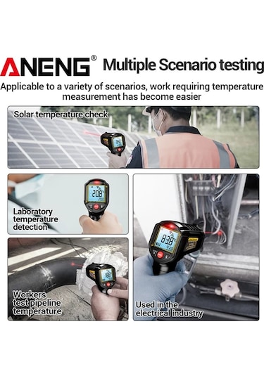 Honeybeeshop Aneng Th202 Kırmızı Termometre Higrometre Temassiz Algılama -50-600 C Sicaklik Tabancasi Lcd Ekran Pilsiz