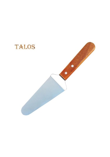 Kek Spatula Ahşap Saplı Paslanmaz Çelik Üçgen Spatula Ev İçin Dayanıklı Rahat Kavrama Peynirli Pizza Kürek
