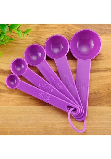 Mor 5 Adet/takım Yaratıcı Pişirme Pişirme Mutfak Gereçleri Ölçüm Kaşığı Silikon Ölçüm Kepçesi Ölçekli Mutfak Gereçleri