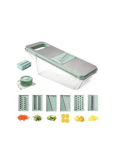 Myinkai Popüler 6'sı 1 Arada Sebze Dilimleyici Mandoline: Açık Yeşil