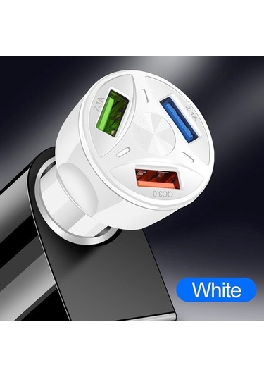 Createtech Yüksek Ysy-395kc Usb Telefonu Tablet Şarj Şarj Qc3.0 Güçlü Evrensel Cihazı Cihazı Cep Beyaz Araç Araç 35w 3 / Ec