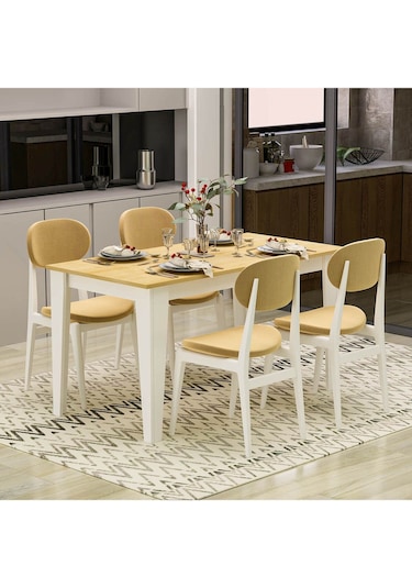 Şimal Yemek Masası 120x72 Beyaz - Safir Meşe