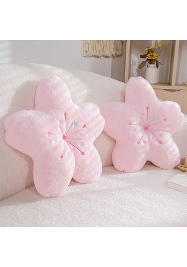 Neevoyu Pembe Pamuklu Kiraz Flanel Dekoratif Yastık - 45cm X 45cm - 350g Pembe