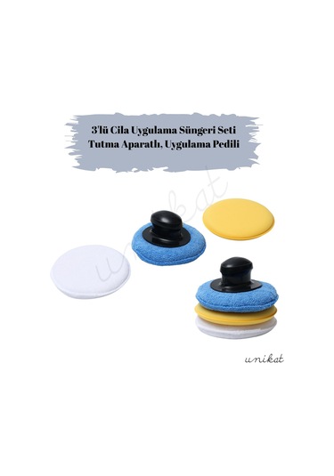3'lü Cila Uygulama Süngeri Seti Tutma Aparatlı, Uygulama Pedi Dahil 1 Adet