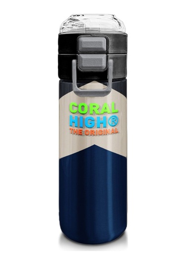 Coral High 500 Ml Lacivert Koyu Gri Bej Desenli - Erkek Çocuk Paslanmaz Çelik Okul Termosu/suluk/matara Çok Renkli