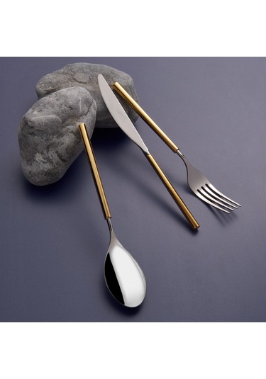 Jumbo 6000 Roller Altın 12 Kişilik 84 Parça Çatal Kaşık Bıçak Takımı Altın