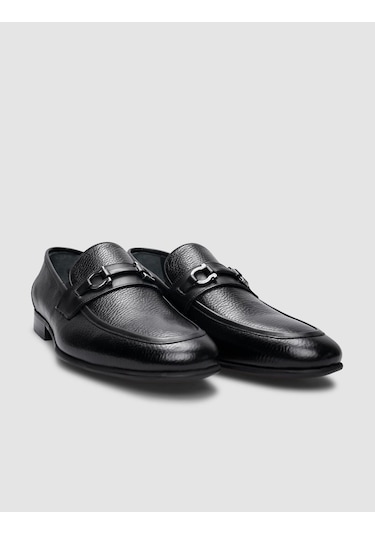 Cabani %100 Hakiki Deri Siyah Tokalı Erkek Klasik Ayakkabı Siyah