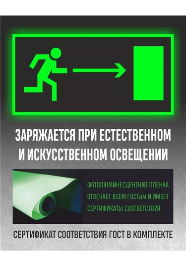 Zelenyj Perec Fotolüminesan Yangın Güvenliği İşareti E03 226516749