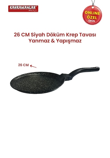 Kahramanlar Helegra Döküm 26 Cm Siyah Krep Tavası