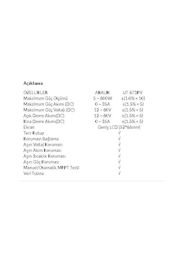 Ut 673pv Solar Mppt Ölçüm Aleti Ub