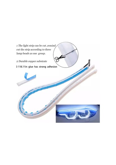 1pc Led Drl Araba Çalışma Işığı Esnek Su Geçirmez Şerit Araba Farları Beyaz Ice Blue To Yellow 60cm 1 Piece Set