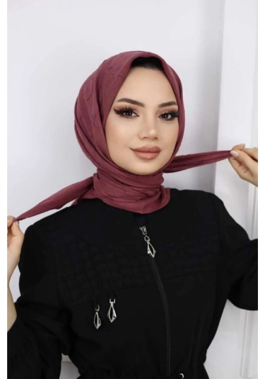 Melodi Scarf Kadın Tesettür Pratik Bambu Kraş Eşarp Gül Kurusu Gül Kurusu