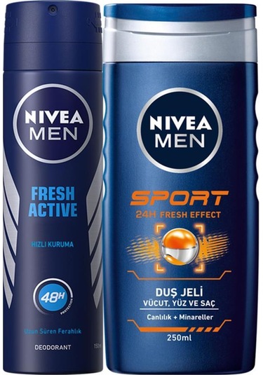 Nivea Fresh Active Sprey Deodorant 150 ML + Spor Duş Jeli 250 ML