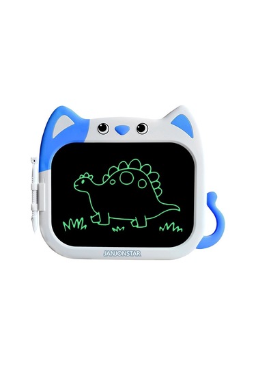 Ccgloball 10 Inç Karikatür Kedi Renkli Lcd Yazı Tahtası Çocuk Grafiti Çizim Tahtasında Lcd Elektronik Işıklı Yazı Tahtası Azur Mavi