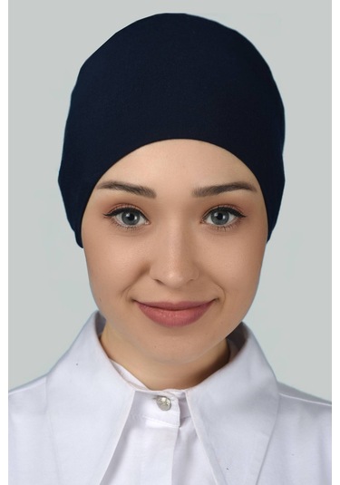 Altobeh Kadın Pratik Dikişsiz Bağcıklı Kaymayan Tesettür Penye Bone - Lacivert