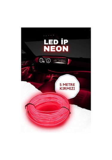 Her Araca Uyumlu Universal İp Neon Led - Kırmızı Renk 2 Metre 12v