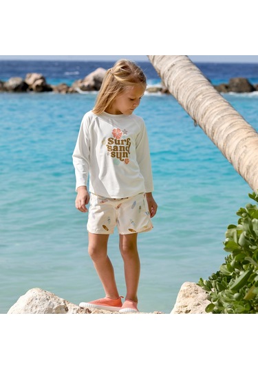 Lassig Flowers Uv Korumalı Uzun Kollu Mayo Tişört Sea Salt Beyaz