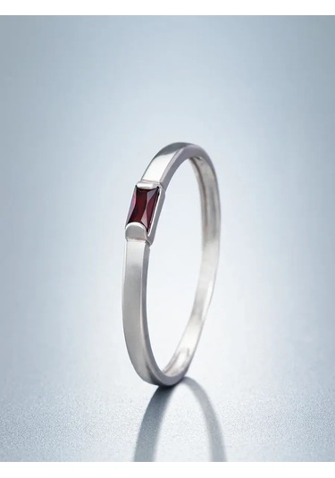 Uvelirnye Tradicii 925 Ayar Gümüşten Doğal Grenat Taşlı Yüzük 412068622 Beyaz