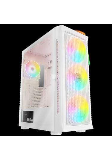Rampage Prolıx Mesh 650w 80+ Beyaz 4 12cm Argb Fan Manyetik Temperli Camlı Atx Mid-t Gaming Oyuncu K
