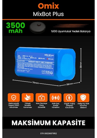 Omix Mixbot Plus Uyumlu 2600mah Robot Süpürge Bataryası