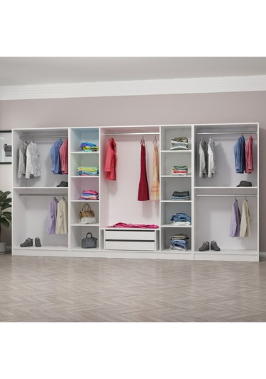 Minar Kale 8 Mebran Panjur Kapaklı 2 Çekmeceli Dolap Beyaz/beyaz 190cm Beyaz