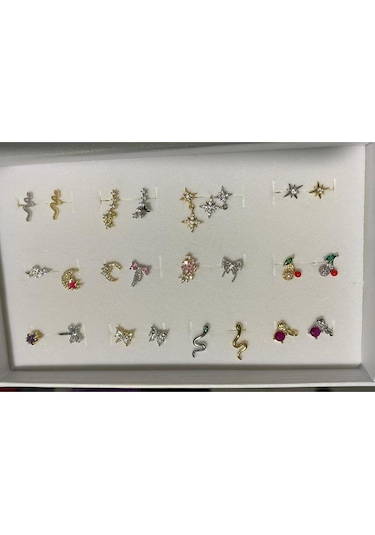 Kutup Yıldızı Tragus Pearsıng Çelik Kıkırdak Küpe 1 Adet Gümüş