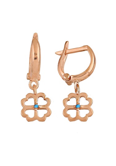 Argentum Concept 925 Ayar Gümüş Firuze Taşlı Rose Yonca Küpe - K014601