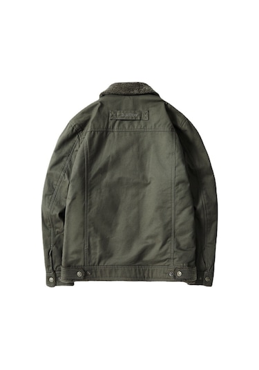 Yıkanmış Pamuklu Kalınlaştırılmış Günlük Moda Yaka Erkek Ceket Siyah