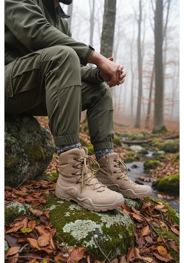 Muggo Ranger Tactical Askeri Fermuarlı Ve Bağcıklı Postal Çöl Botu Bej