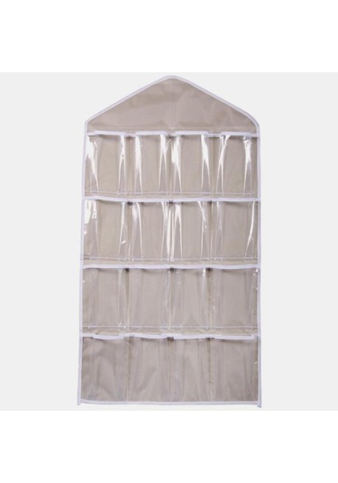 Bej Sıcak 16 Cepler Wardrobepockets Temizle Asılı Çanta Çorap Sutyen İç Kırtasiye Raf Askı Depolama Yerden Tasarruf Düzenli Organizatör Bej
