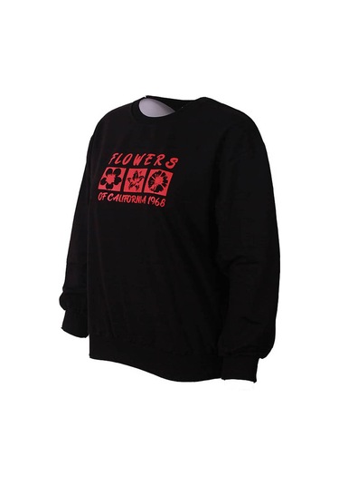 Trender Siyah Kadın Sweatshirt Flowers Siyah