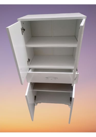 Çok Amaçlı Eko Dolap 130 Cm Beyaz Bir Çekmece Dört Kapak El Yapım