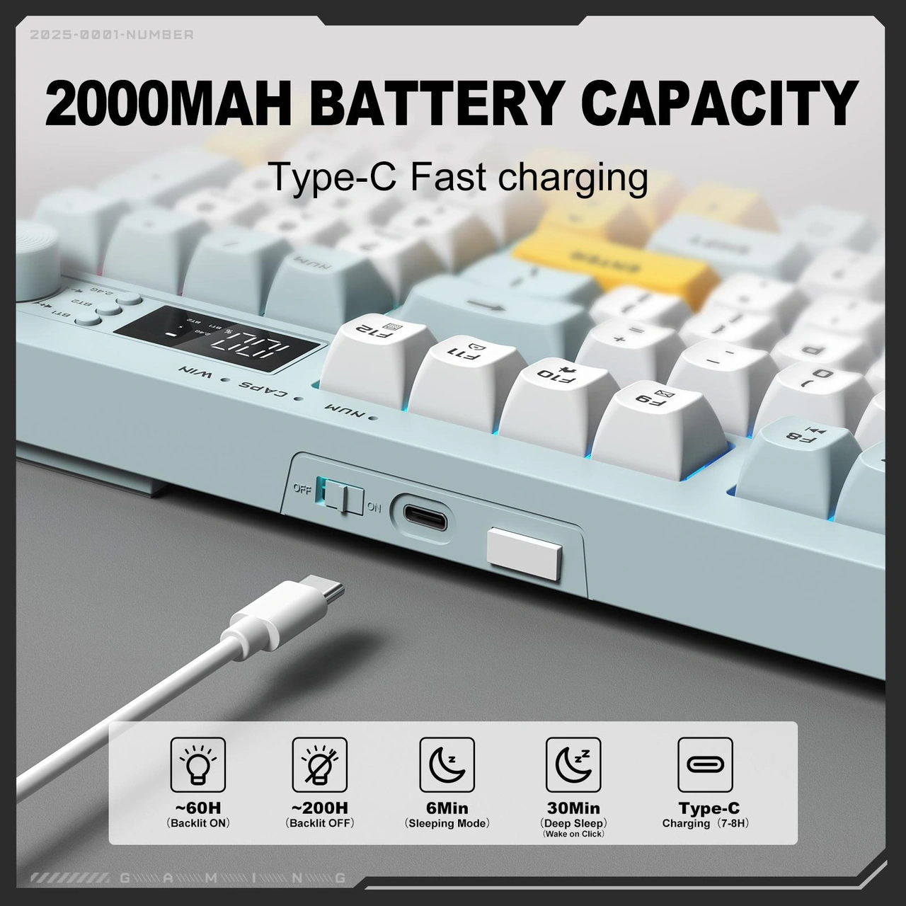 Sones Onıkuma G80 Bluetooth 2.4g Kablolu Sessiz Gümüş Membran Klavye