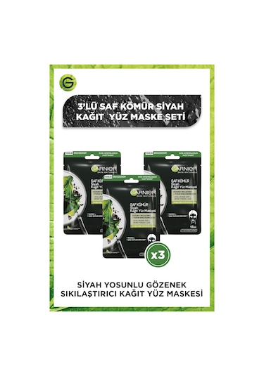 Garnier Skin Naturals Kömürlü Kağıt Yüz Maskesi Siyah Yosun - 3 A