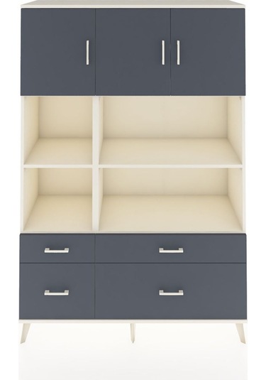 Hyperion Dolap 8 Raflı 4 Çekmeceli 3 Kapaklı 132x44x195 Aytaşı-antrasit/antrasit Antrasıt/antrasıt