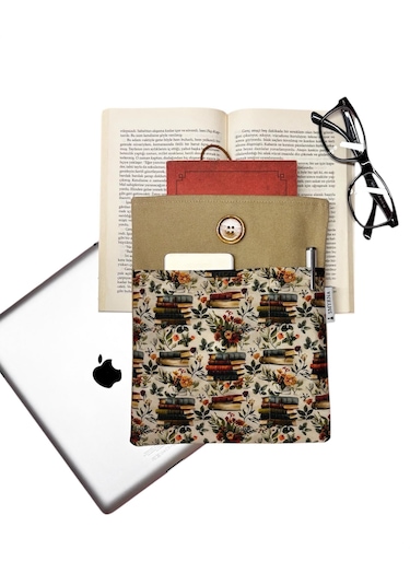 Kitap Kılıfı / Tablet Kılıfı /çok Amaçlı Kılıf Kitaplar,çiçekler