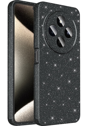 Redmi 14c 4g Kılıf Kamera Korumalı Simli Lüks Tchs Koton Kapak - Siyah Siyah