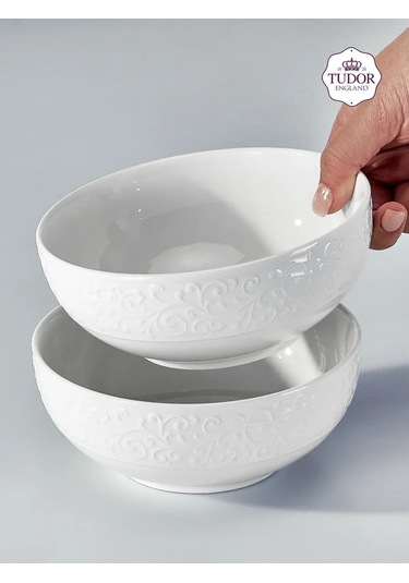 Tudor England Joyce Markasına Ait Porselen Salata Kasesi Seti, 15 Cm, 700 Ml, 2 Parça 418473890 Beyaz
