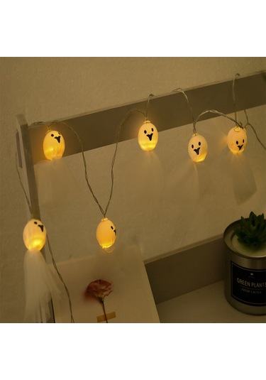 Suofeng Halloween Dekoratif Işık Zinciri 10 Led Fantom/kemik/örümcek Desenli Pil Yok Duvar/veranda Süsü