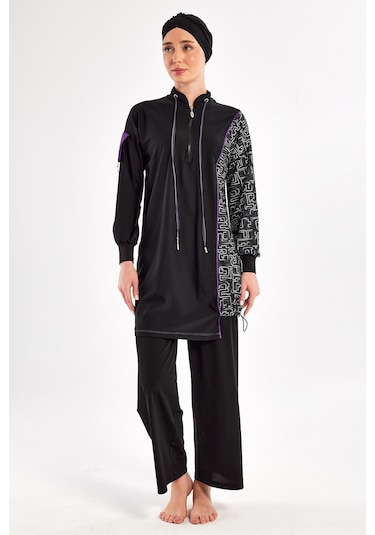 Likralı Bol Paça Tam Kapalı Tesettür Mayo 4539 Siyah Siyah
