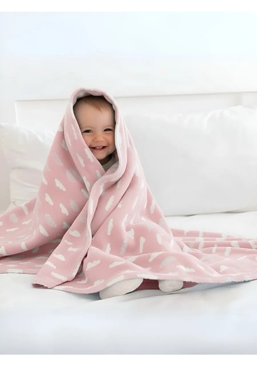 Votona Yenidoğanlar İçin İnce Pamuklu Çocuk Battaniyesi 372922810 Pembe