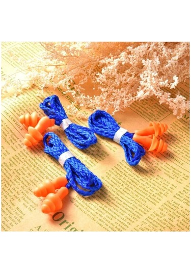 20 Çift Kablolu Kulak Tıkacı Gürültü Önleyici Yeniden Kullanılabilir Silikon Kulak Tıkacı Uyku İşitme Koruması Mavi